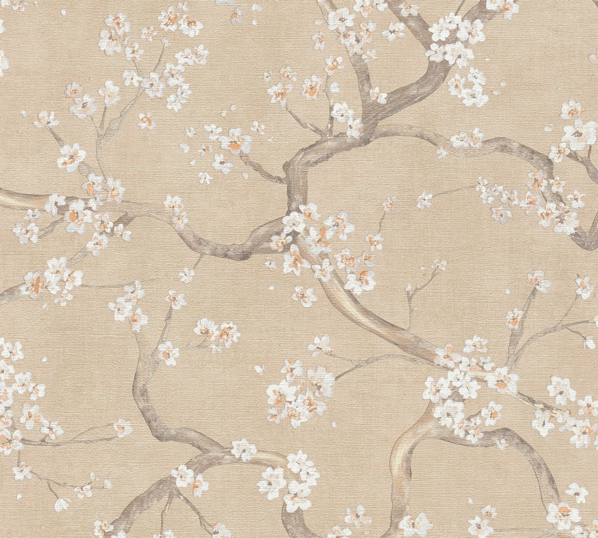 High-Quality Non-Woven Wallpaper Beige Floral