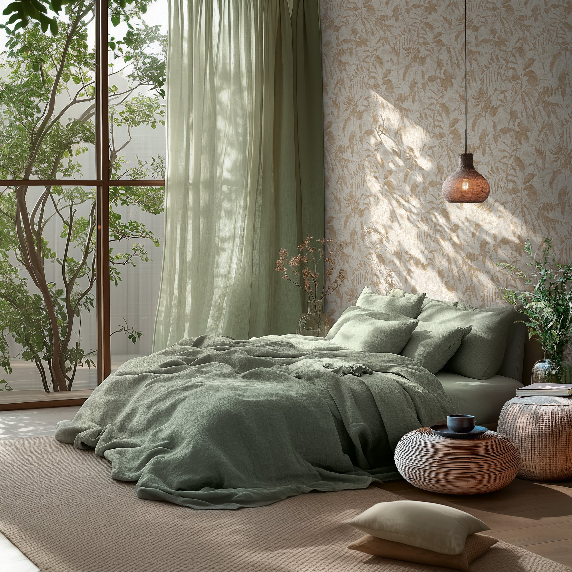 High-Quality Non-Woven Wallpaper Cream Floral