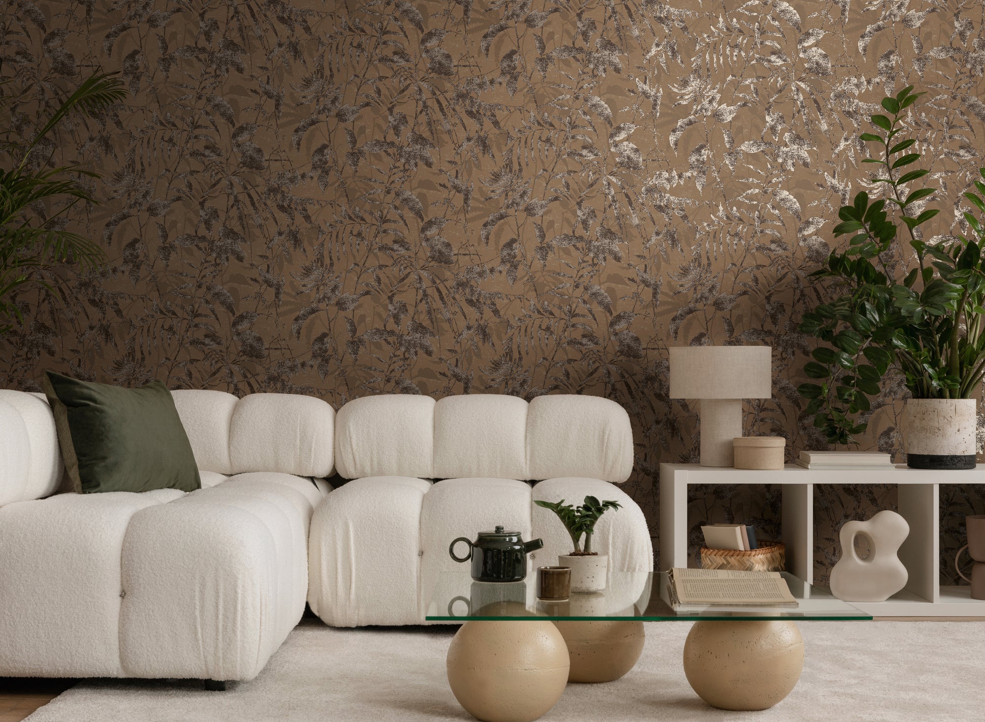 High-Quality Non-Woven Wallpaper Brown Floral