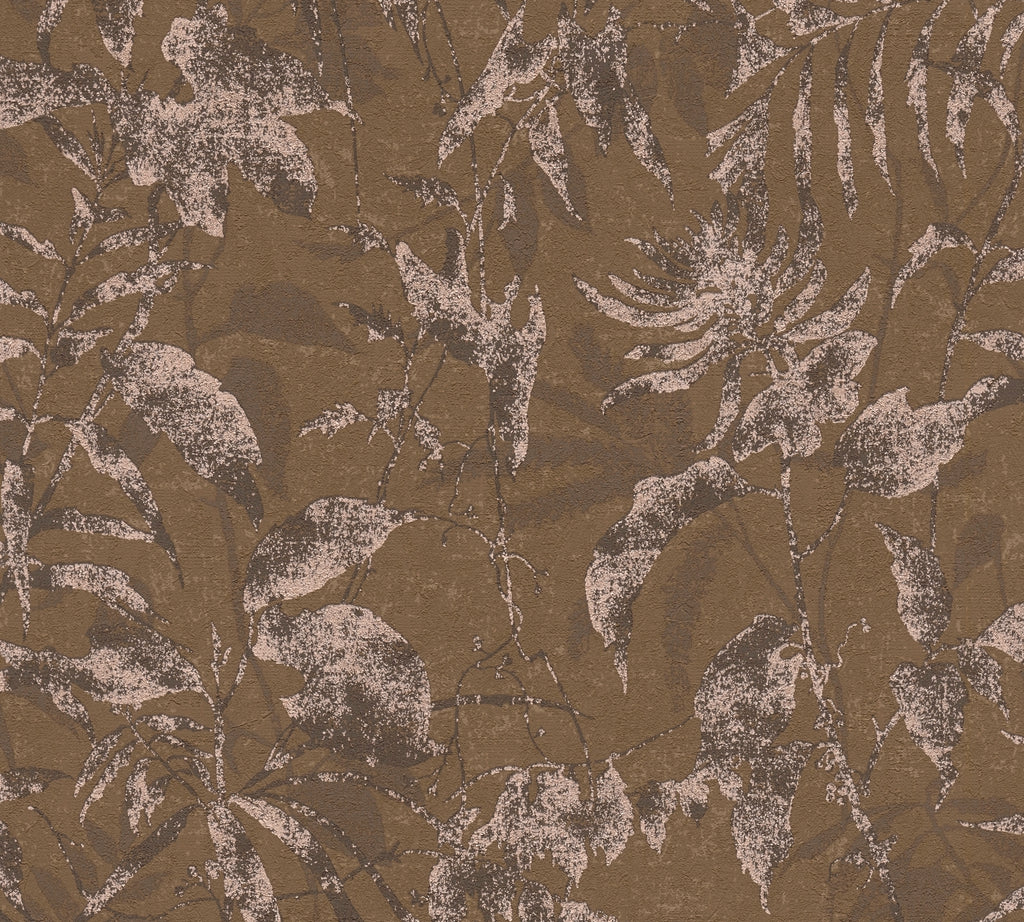 High-Quality Non-Woven Wallpaper Brown Floral