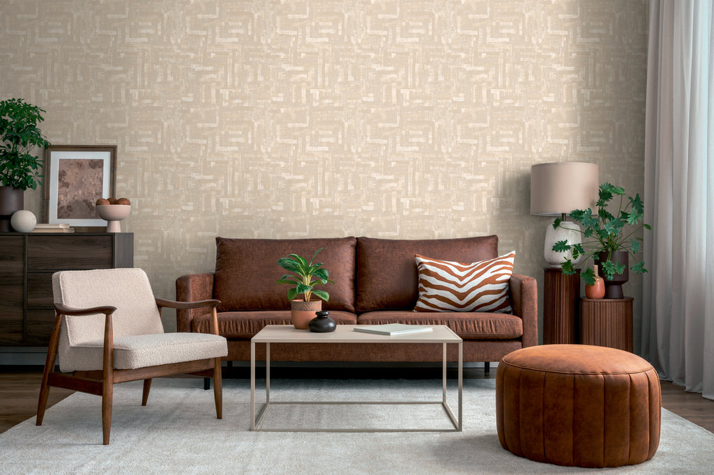 High-Quality Non-Woven Wallpaper Beige Graphic