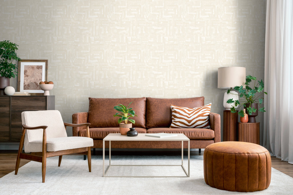 High-Quality Non-Woven Wallpaper Cream Graphic