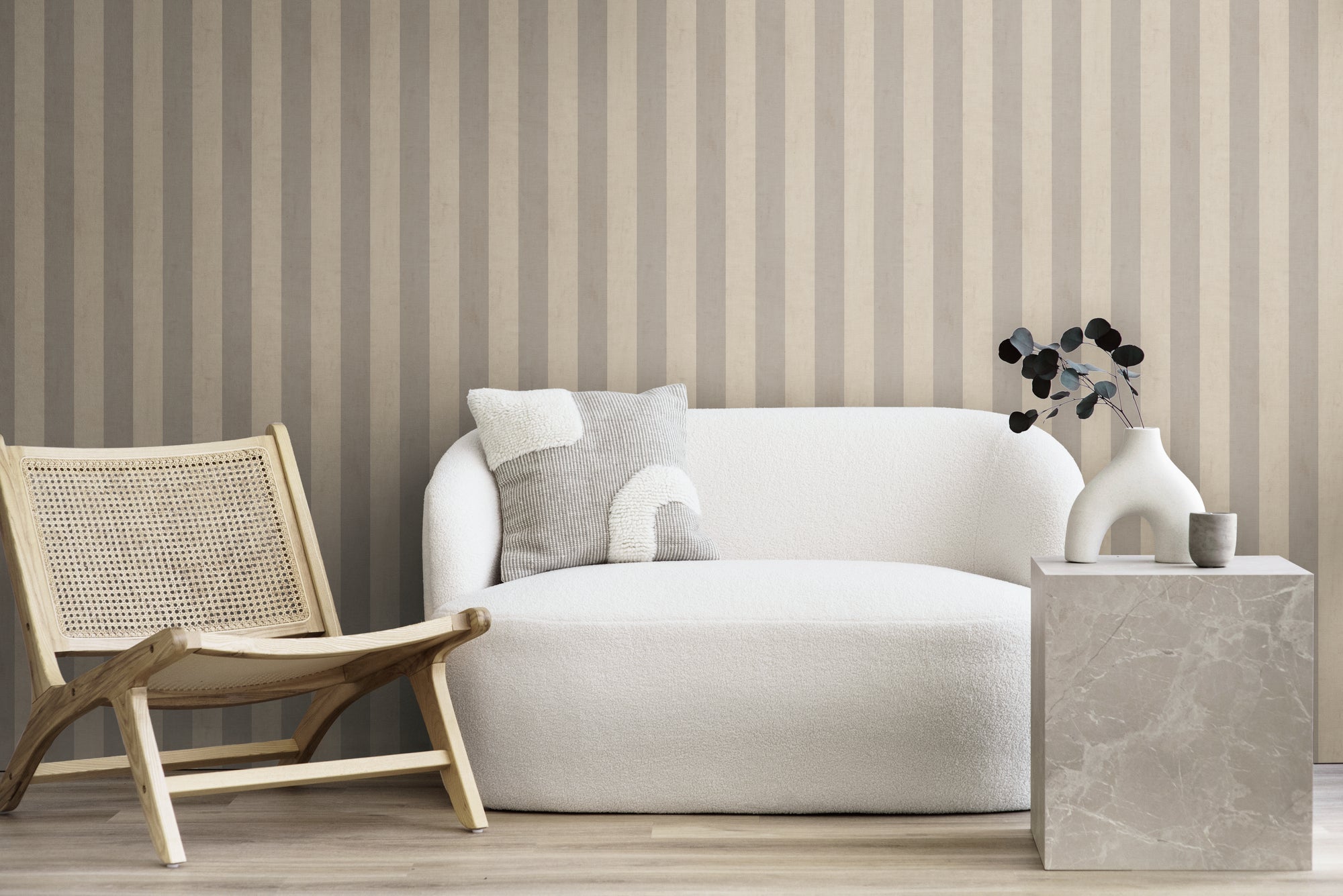 High-Quality Non-Woven Wallpaper Grey Striped Wallpaper