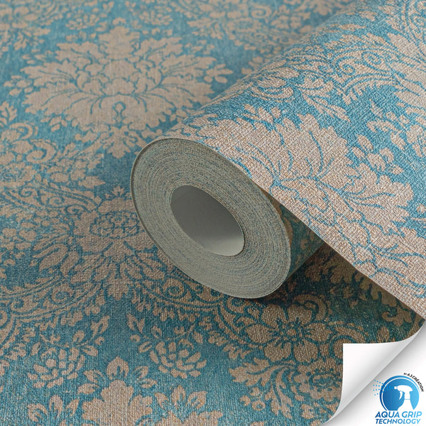 Hochwertige Vliestapete Blau Barock