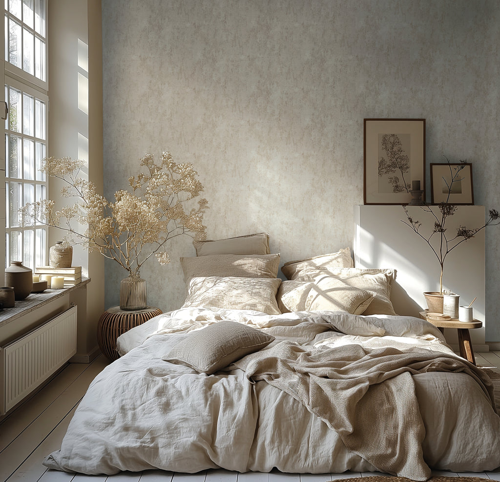 High-quality non-woven wallpaper Beige Structure