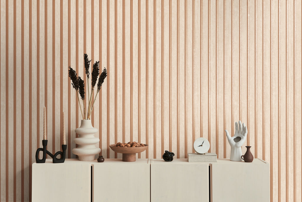 Hochwertige Vliestapete Beige Holzoptik
