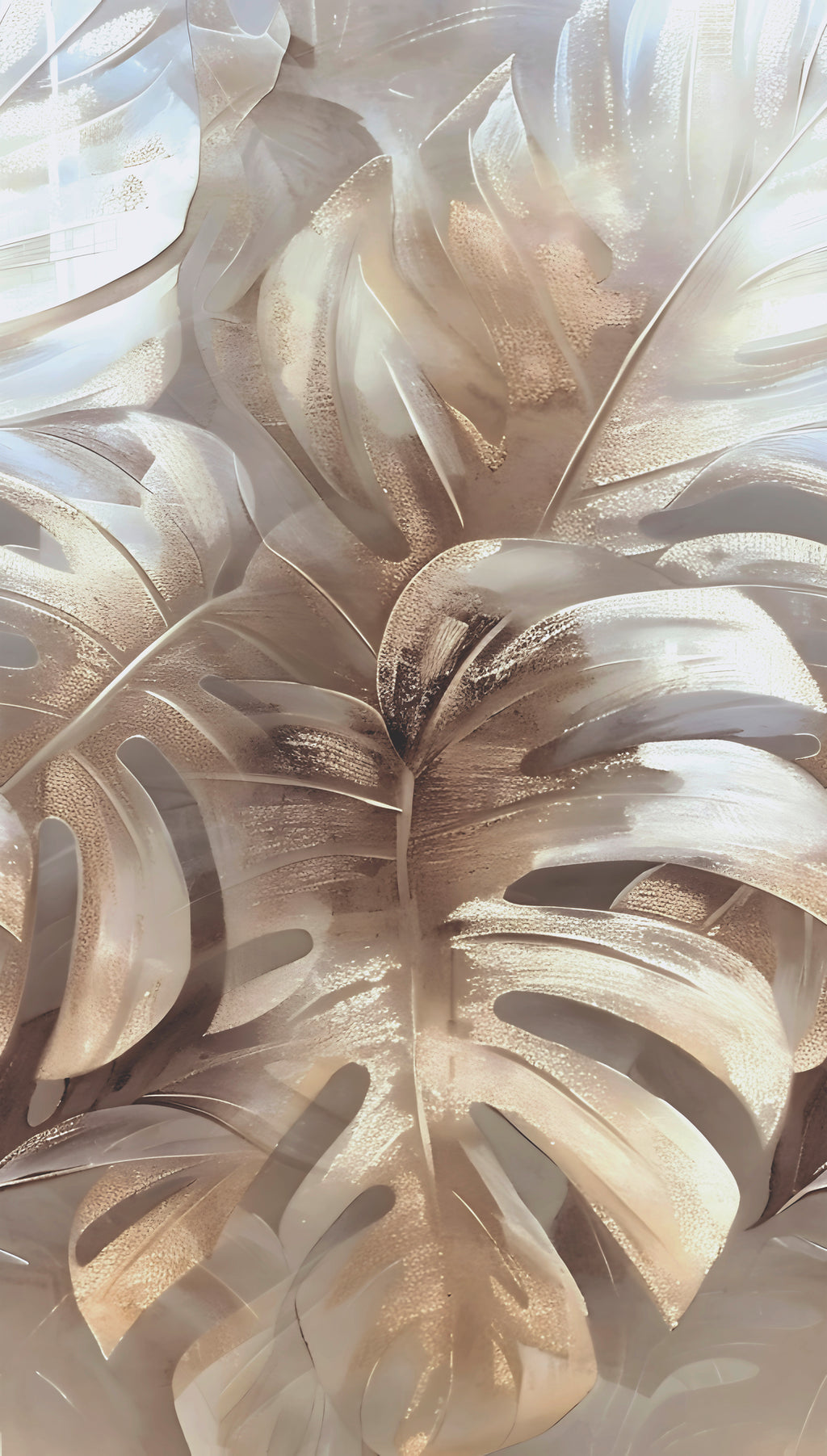 High-Quality Photo Wallpaper Beige Leaves