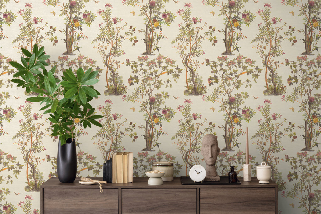 Premium Non-Woven Wallpaper Green Floral