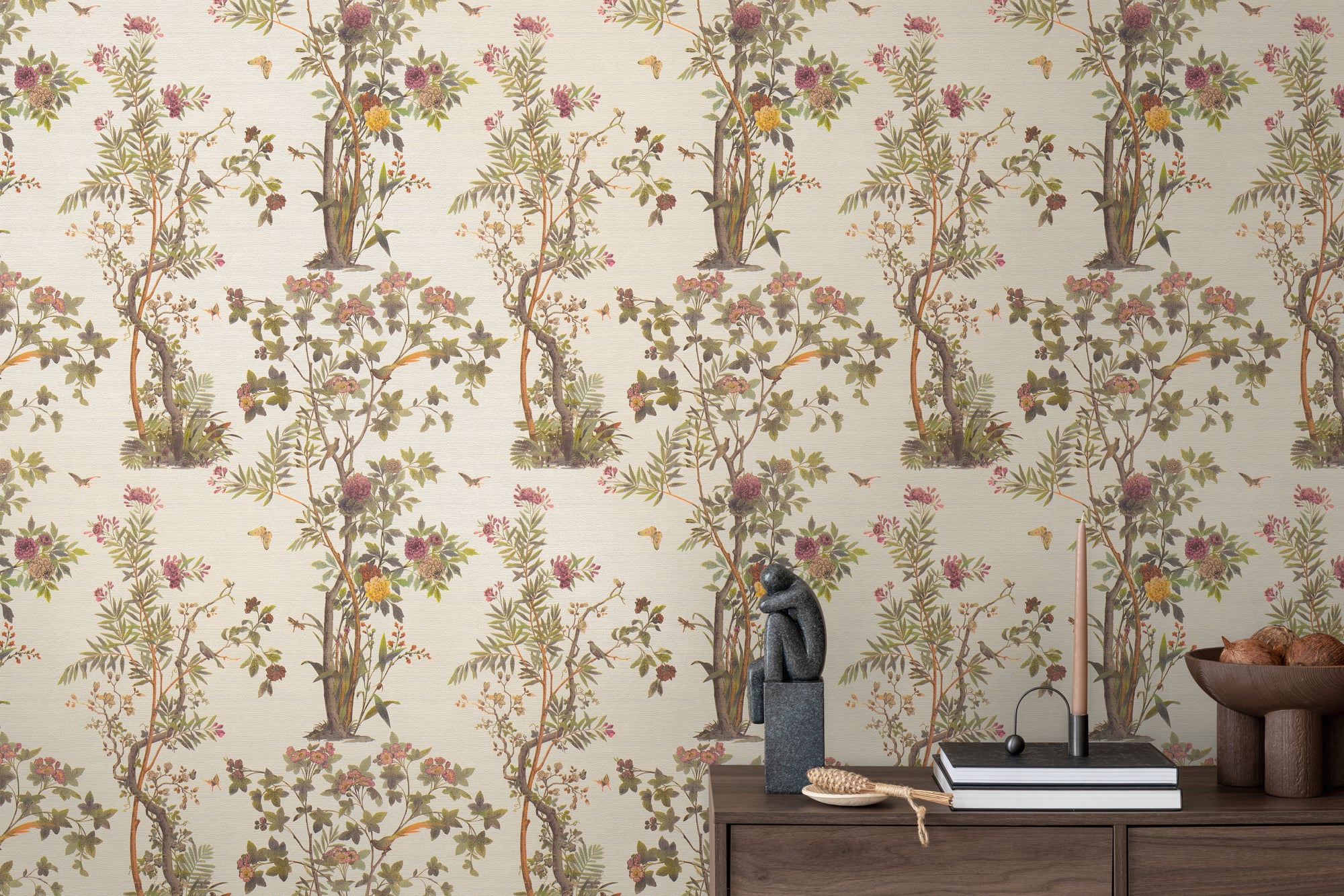 Premium Non-Woven Wallpaper Green Floral