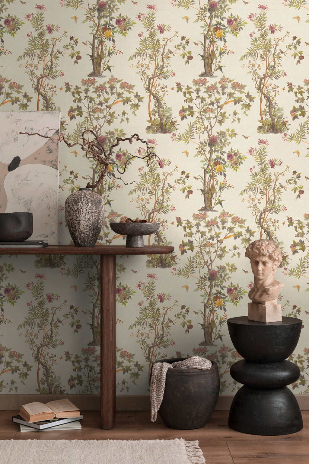 Premium Non-Woven Wallpaper Green Floral