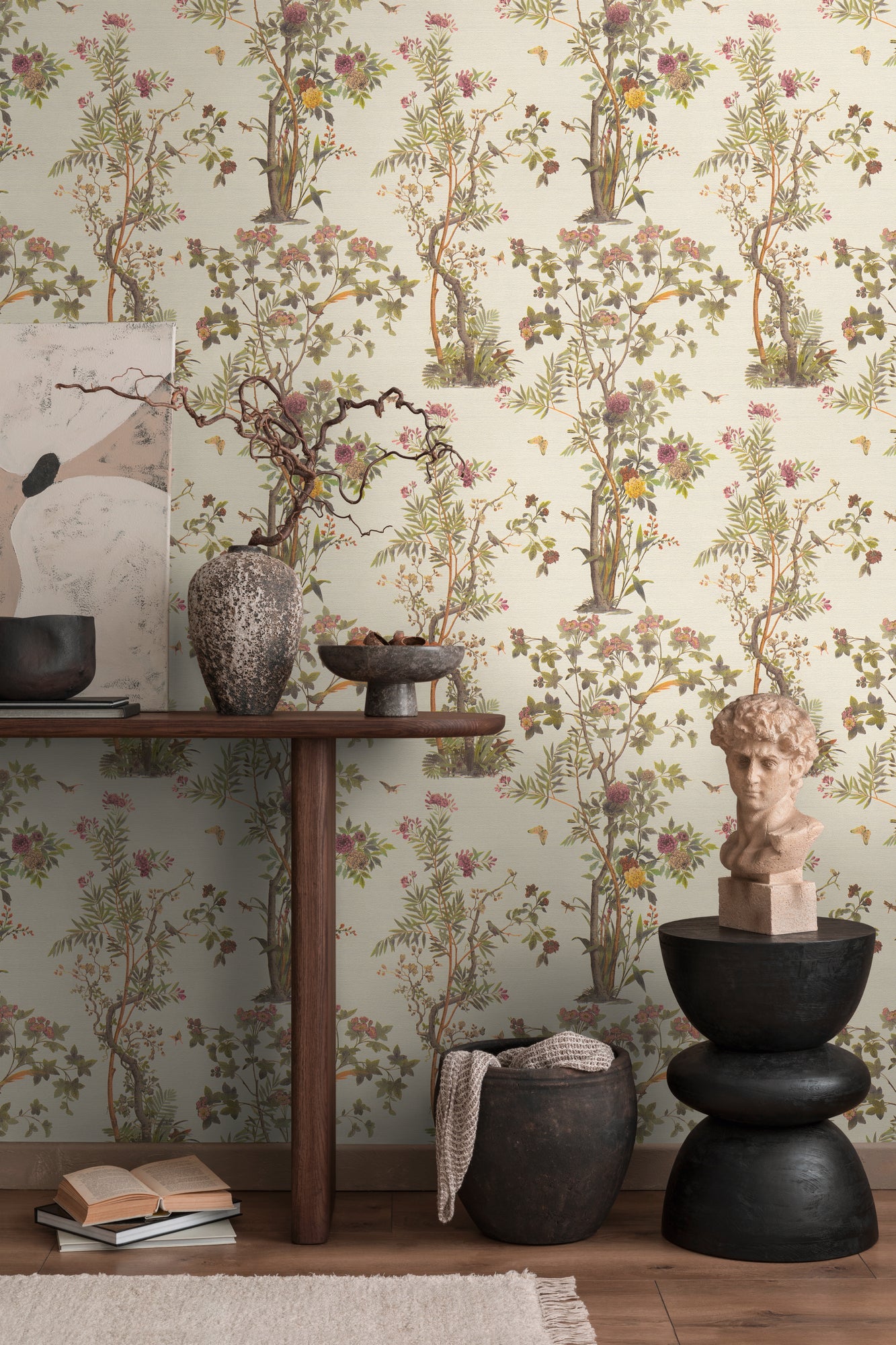 Premium Non-Woven Wallpaper Green Floral