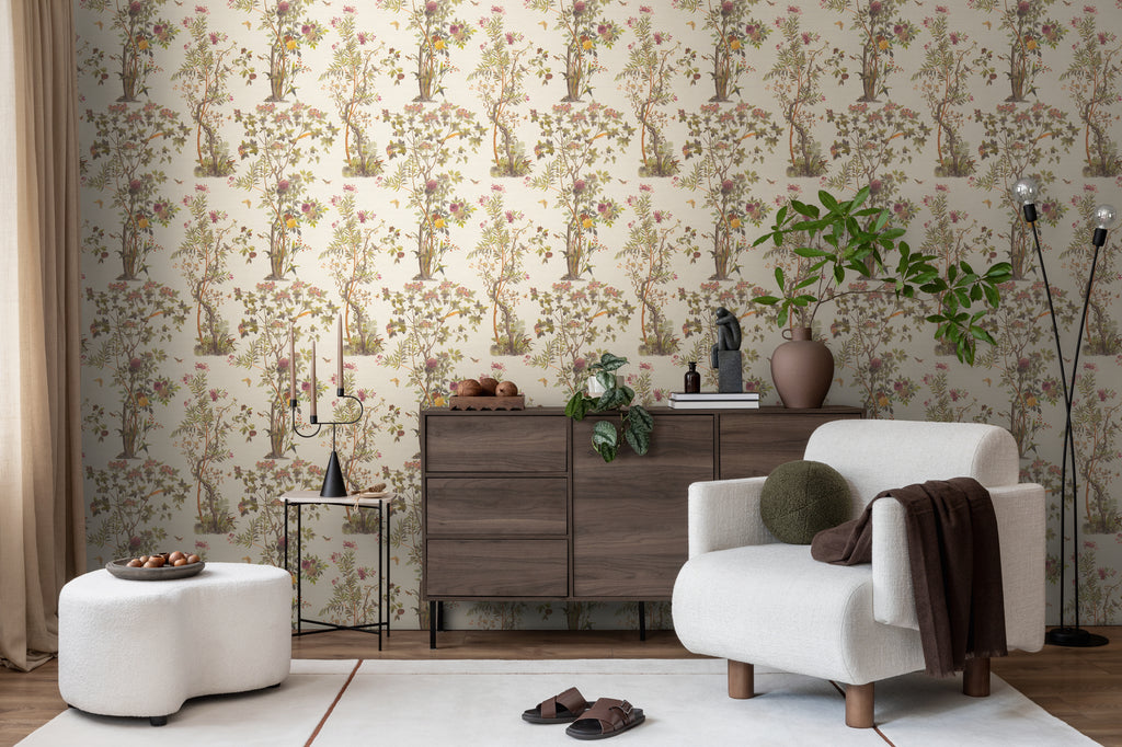 Premium Non-Woven Wallpaper Green Floral
