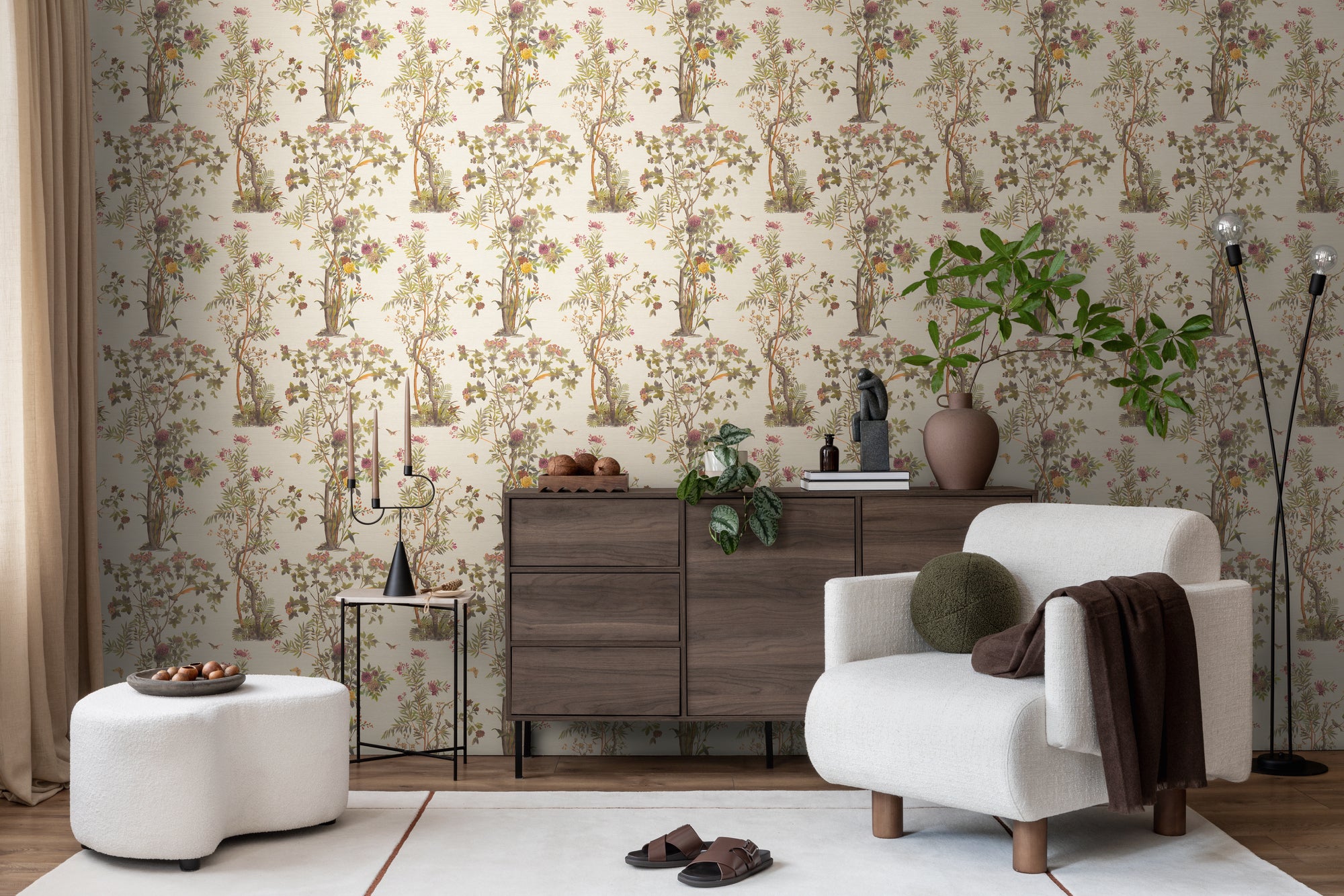 Premium Non-Woven Wallpaper Green Floral