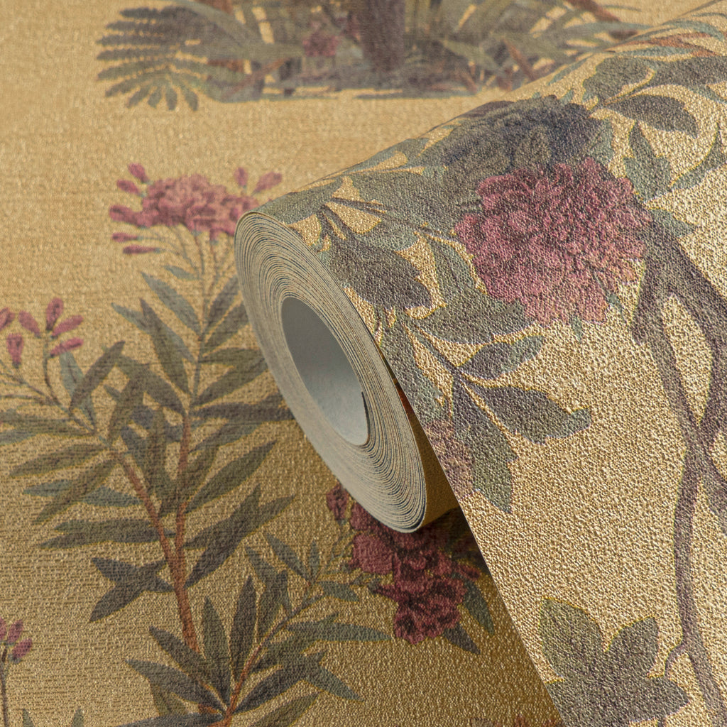 Premium Non-Woven Wallpaper Green Floral