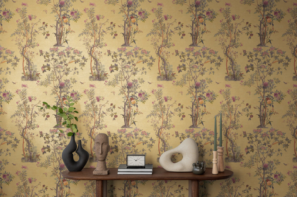 Premium Non-Woven Wallpaper Green Floral