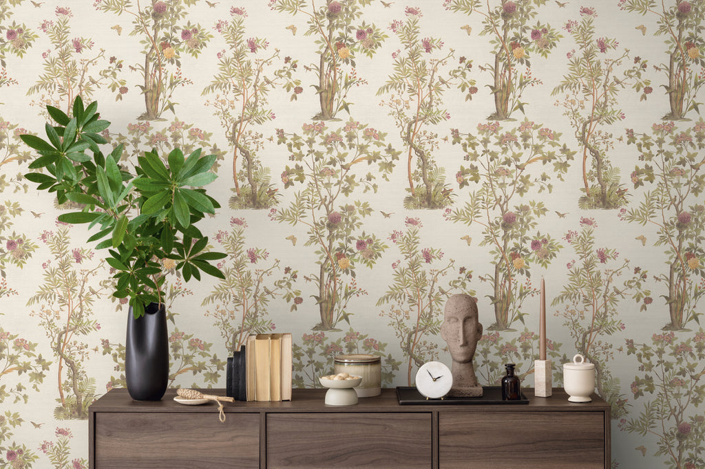Premium Non-Woven Wallpaper Green Floral