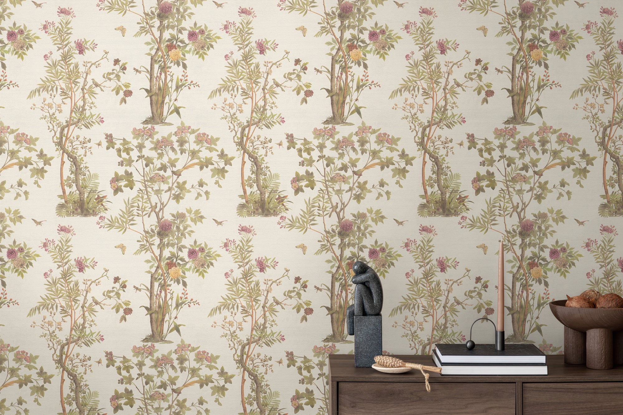 Premium Non-Woven Wallpaper Green Floral