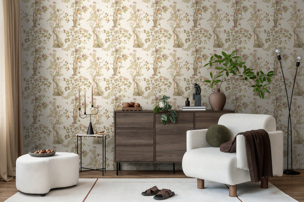 Premium Non-Woven Wallpaper Green Floral