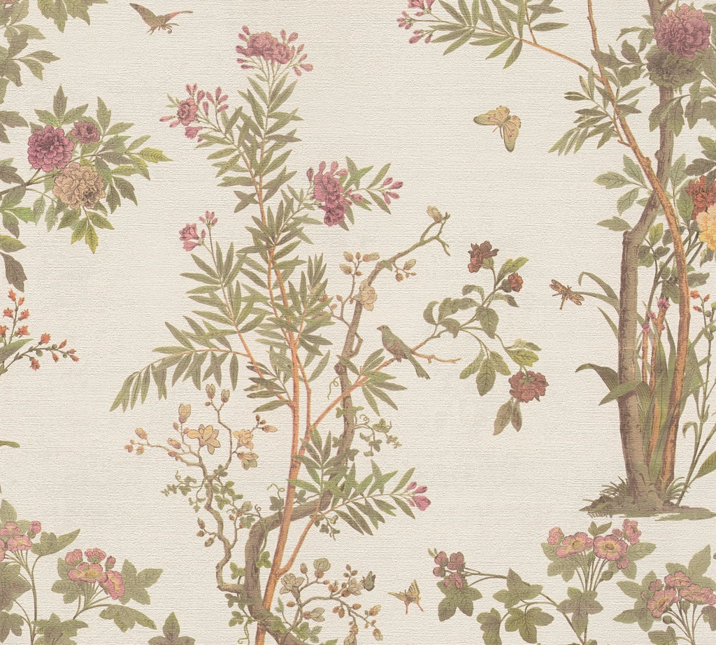 Premium Non-Woven Wallpaper Green Floral