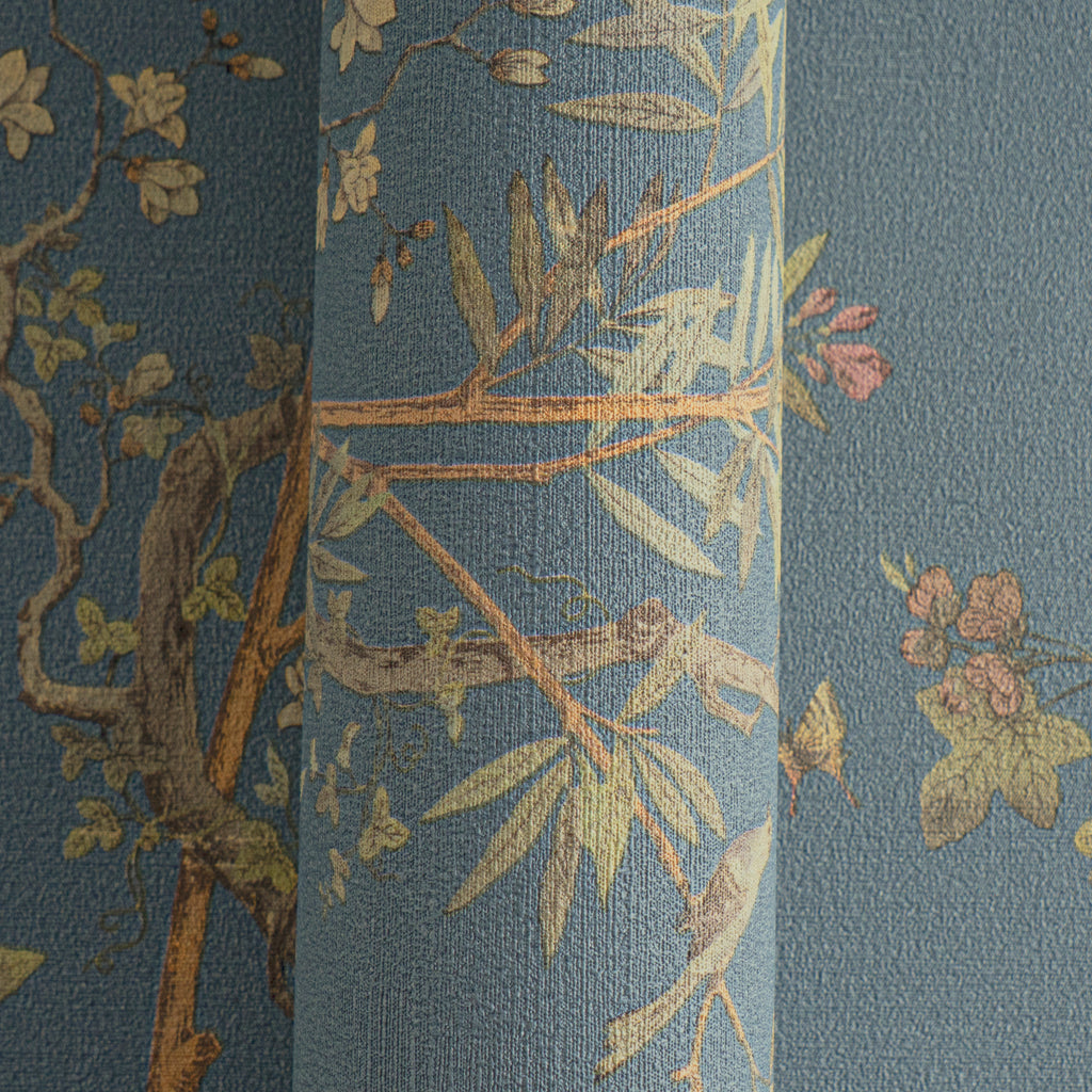 Hochwertige Vliestapete Blau Floral
