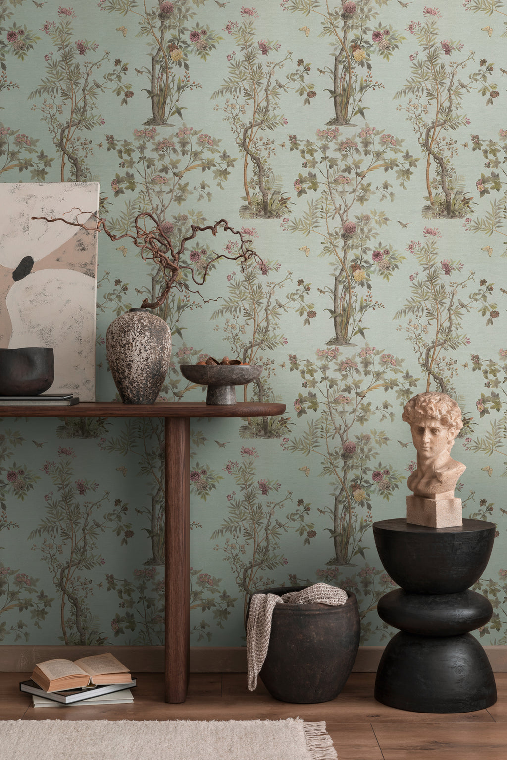 High-Quality Non-Woven Wallpaper Brown Floral