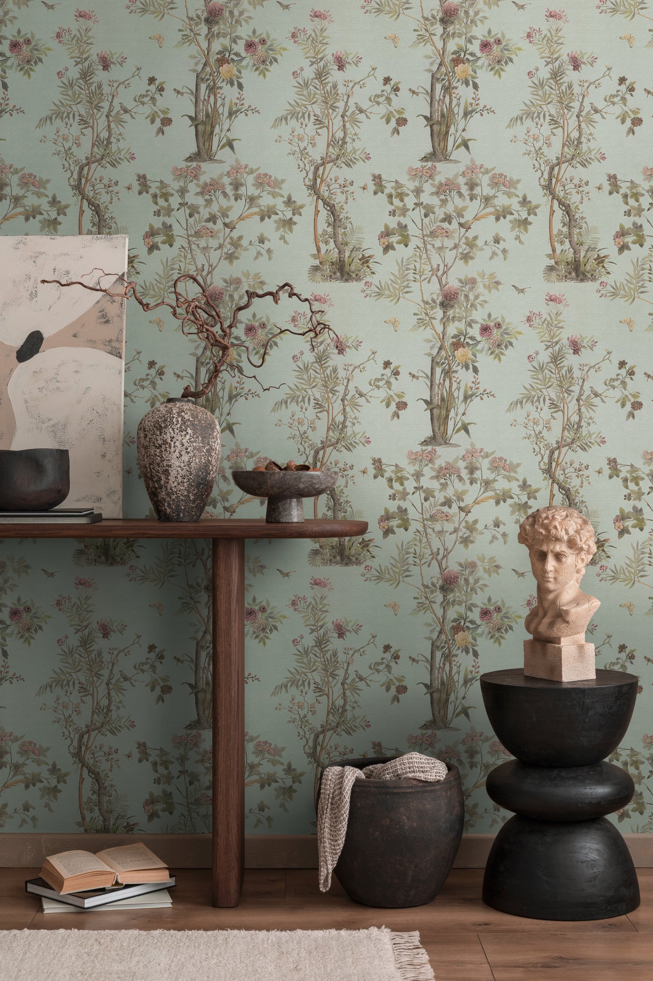 High-Quality Non-Woven Wallpaper Brown Floral