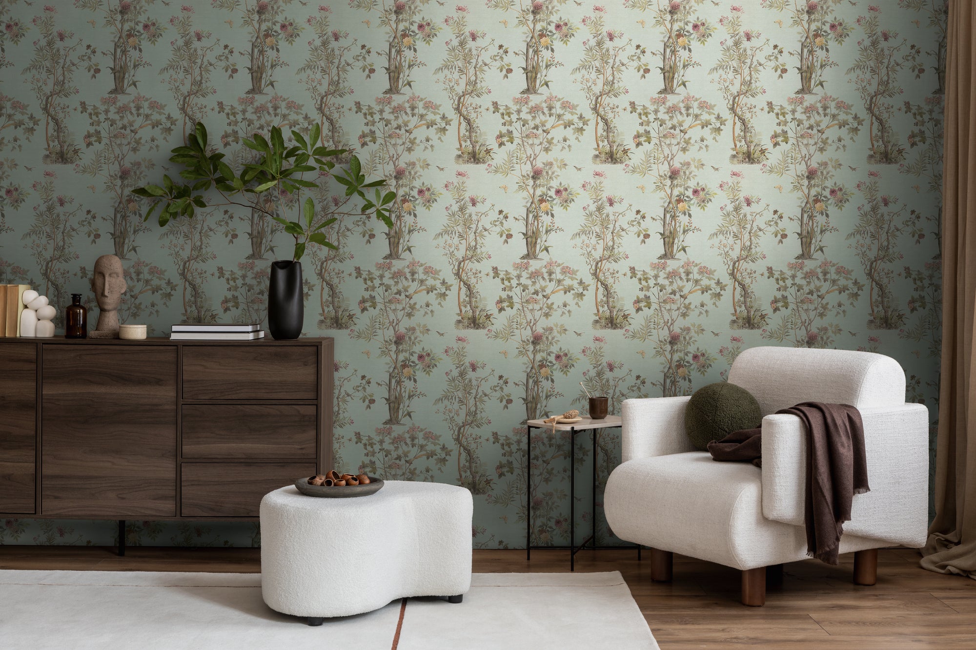 High-Quality Non-Woven Wallpaper Brown Floral