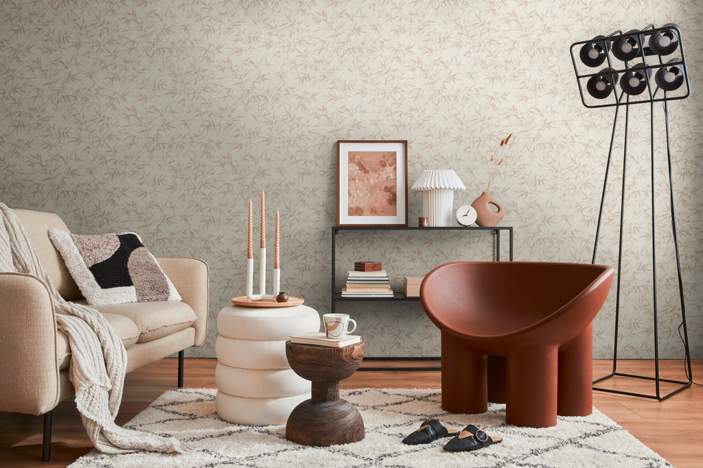 Hochwertige Vliestapete Beige Floral