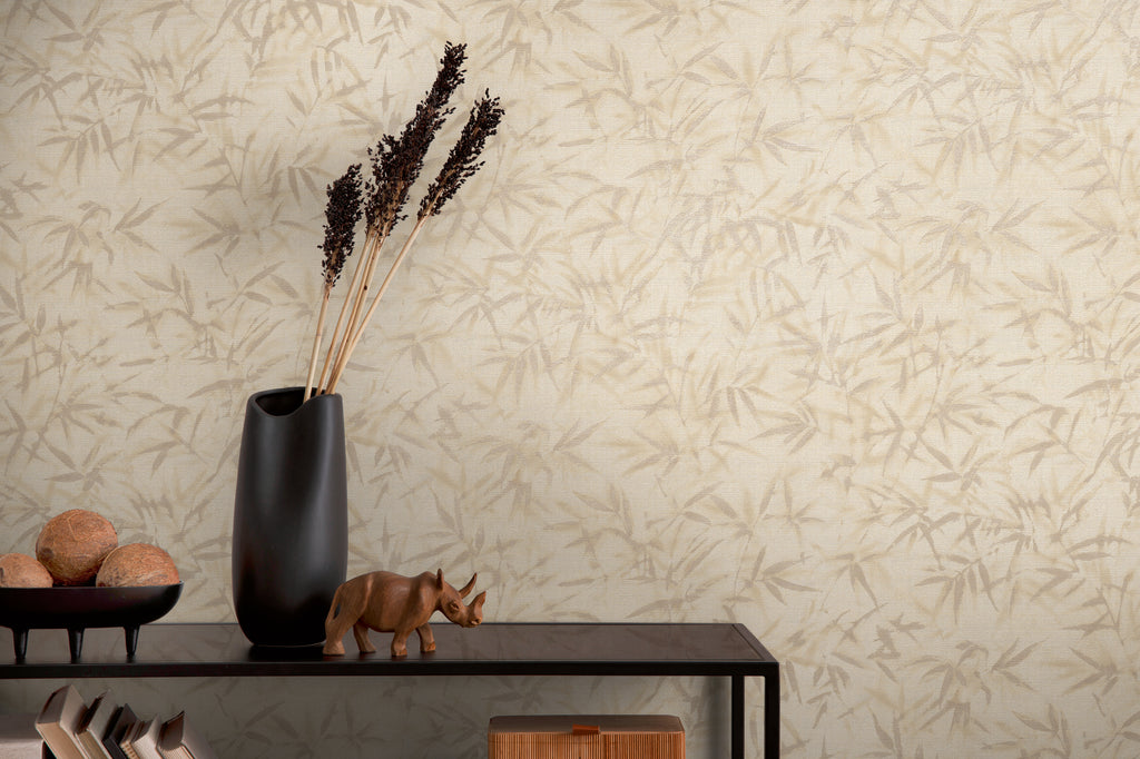 Hochwertige Vliestapete Beige Floral