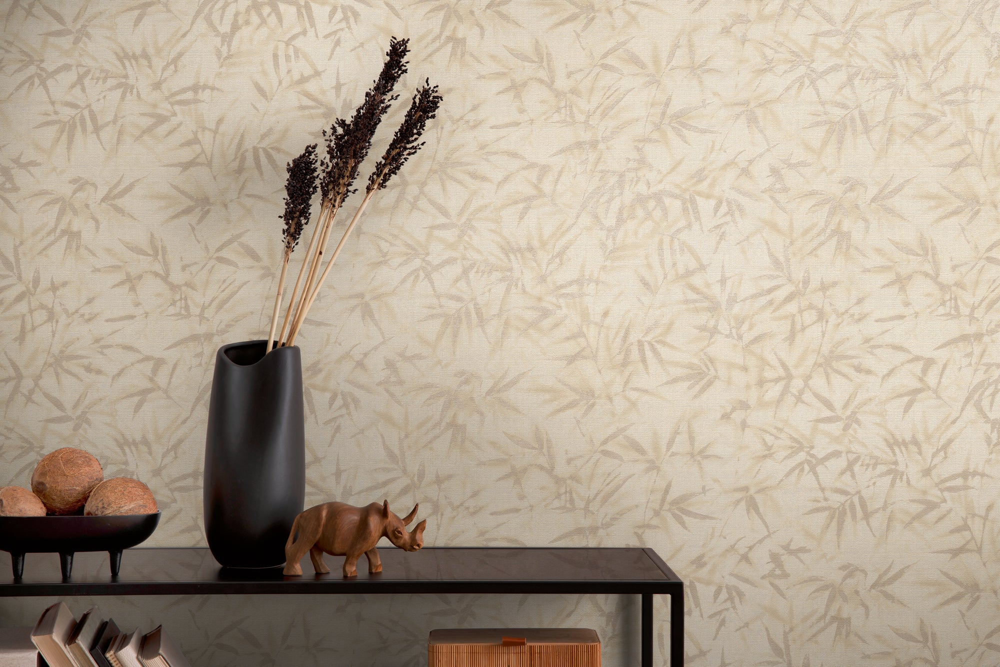 Hochwertige Vliestapete Beige Floral