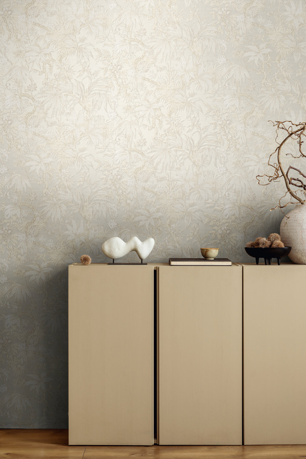 Hochwertige Vliestapete Creme Floral