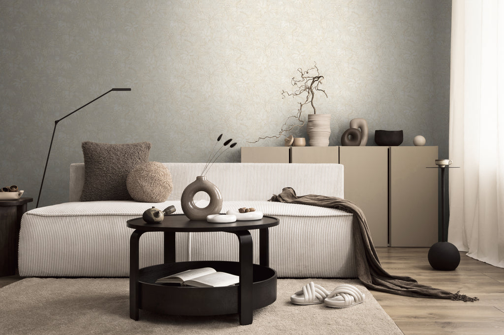 Hochwertige Vliestapete Creme Floral
