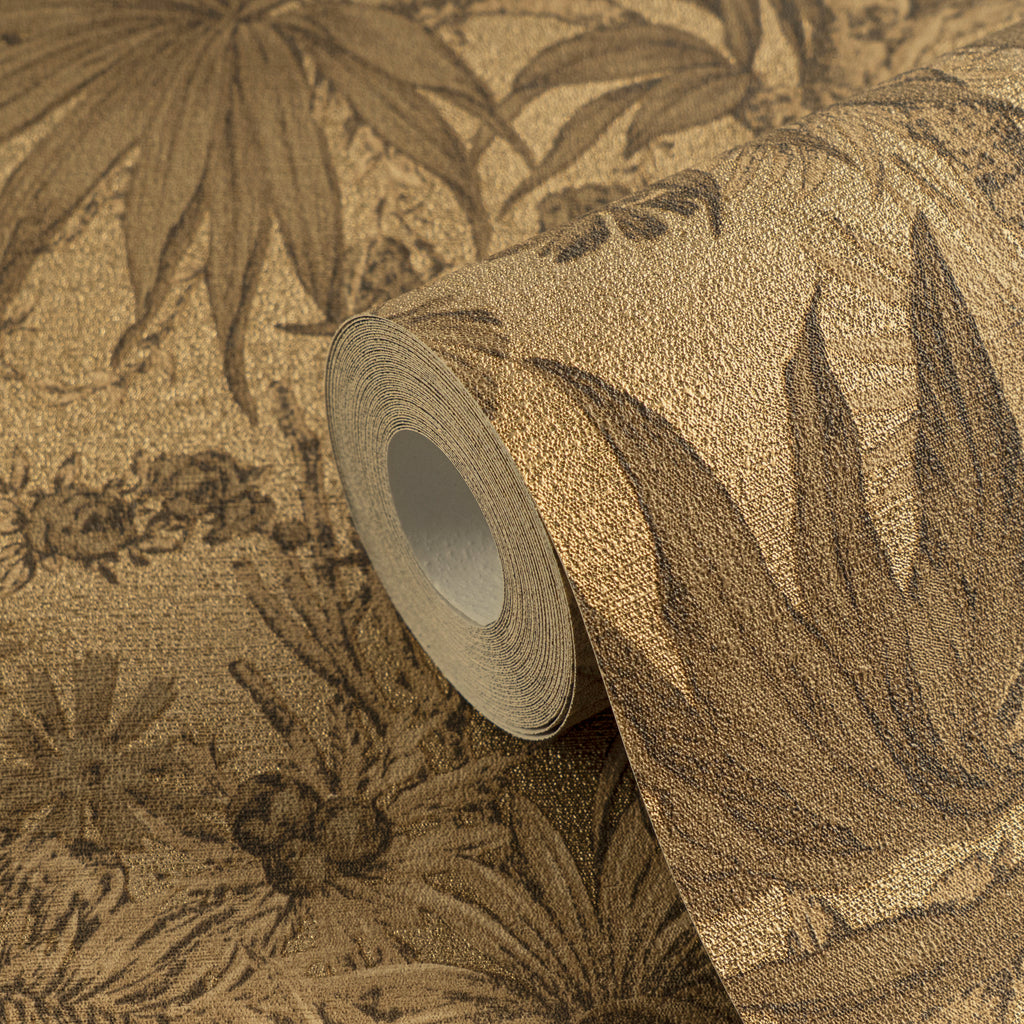 Hochwertige Vliestapete Braun Floral