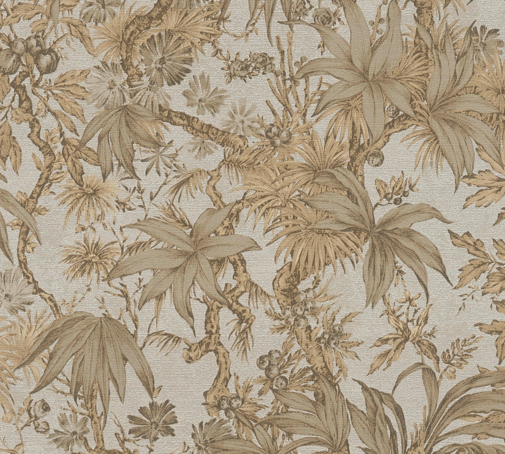 Hochwertige Vliestapete Beige Floral