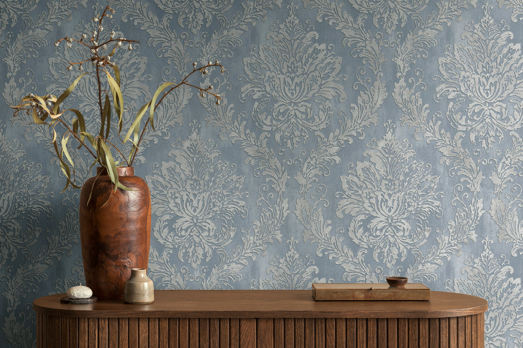 High-Quality Non-Woven Wallpaper Blue Romantic