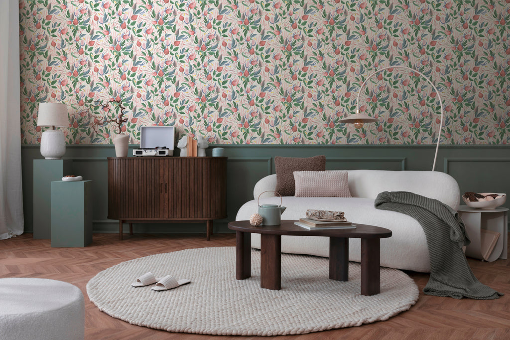 High-Quality Non-Woven Wallpaper White Floral
