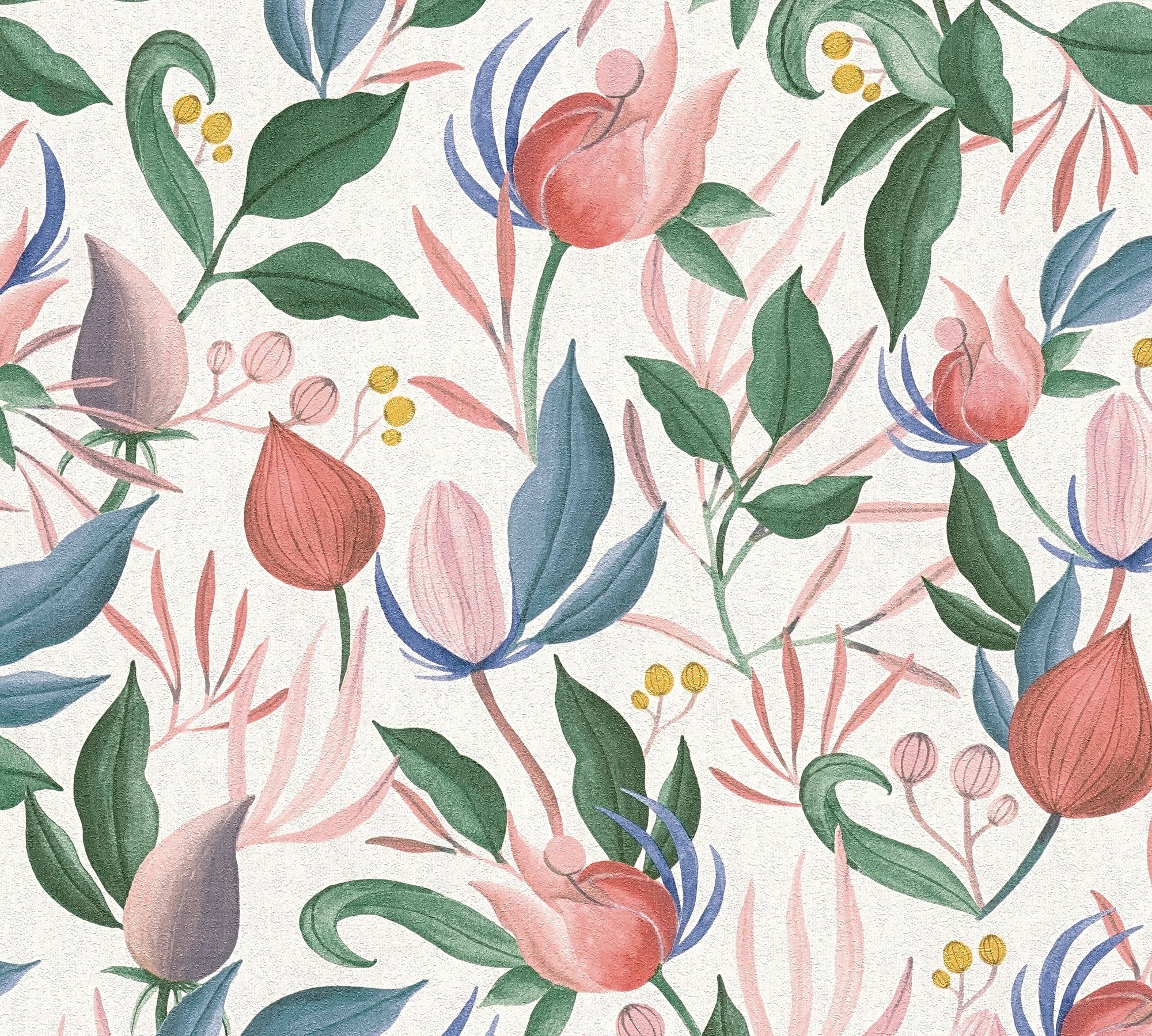High-Quality Non-Woven Wallpaper White Floral