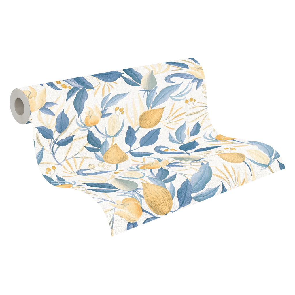 High-Quality Non-Woven Wallpaper White Floral