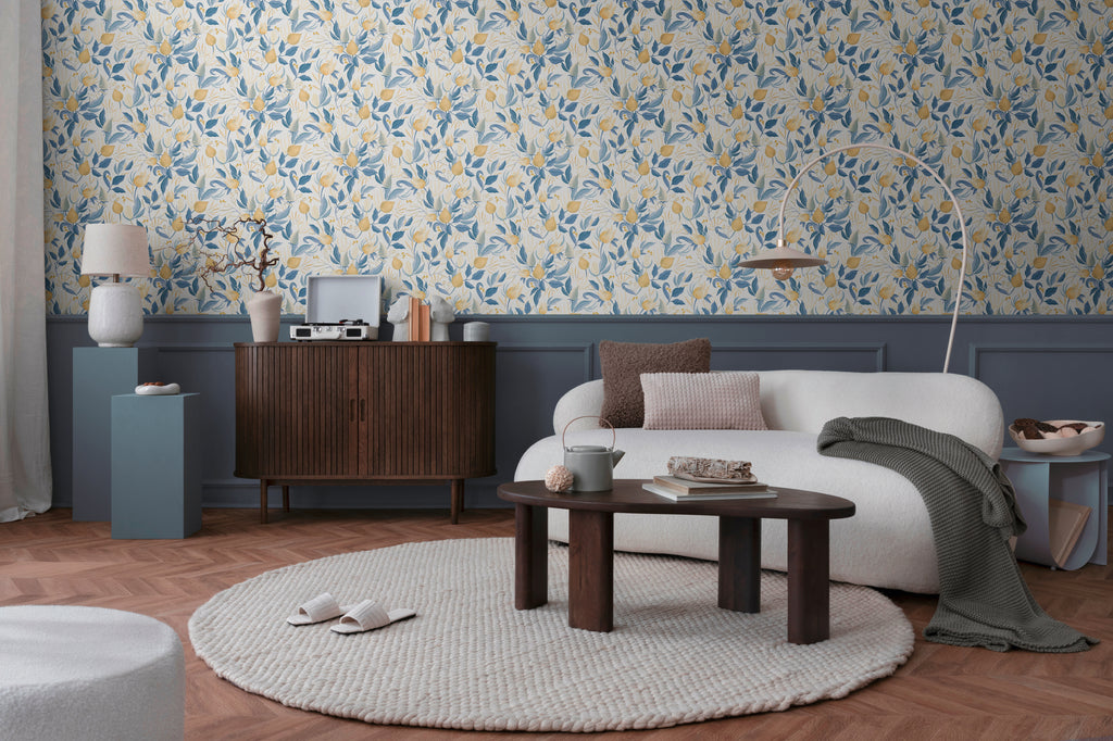 High-Quality Non-Woven Wallpaper White Floral