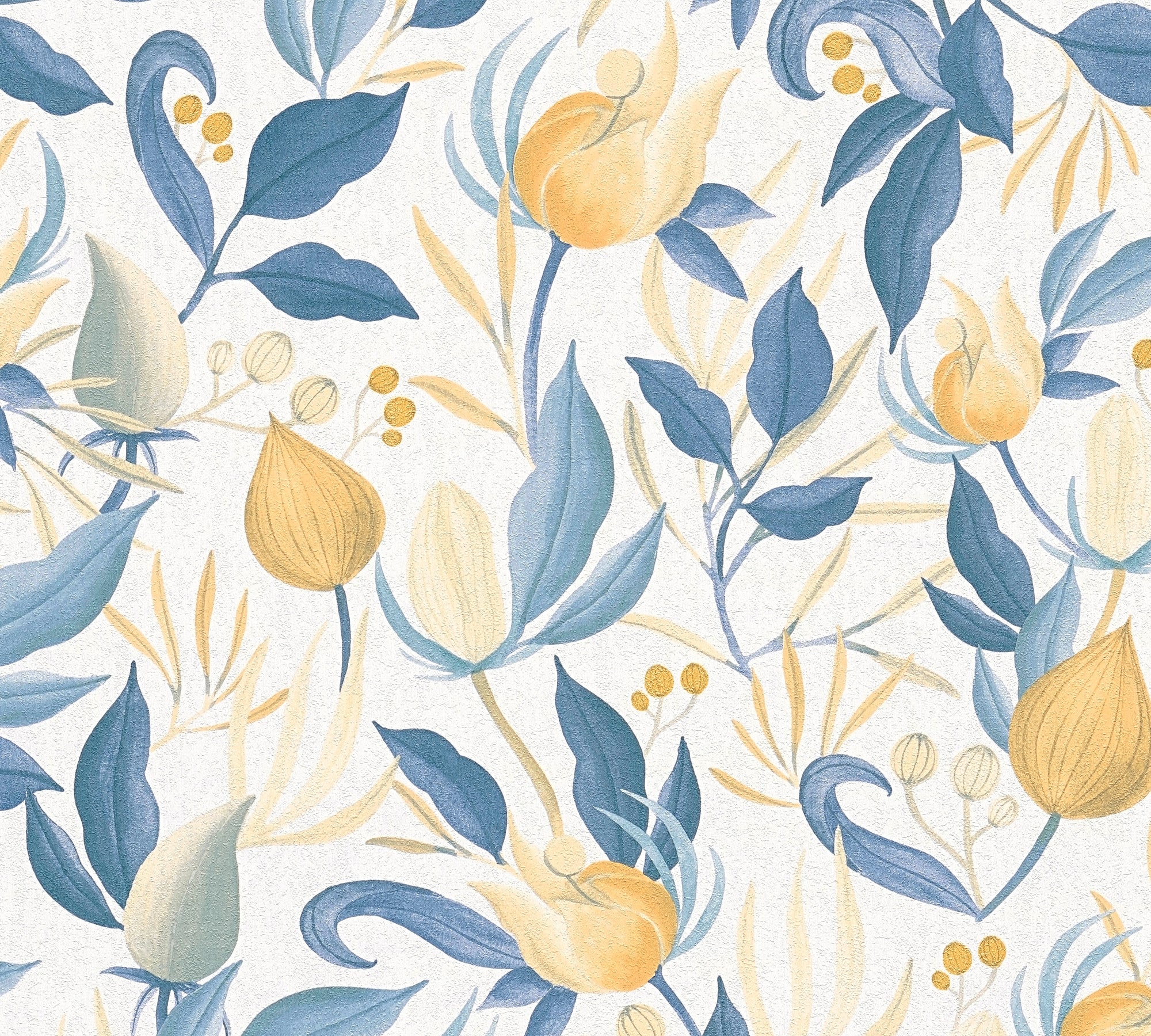 High-Quality Non-Woven Wallpaper White Floral