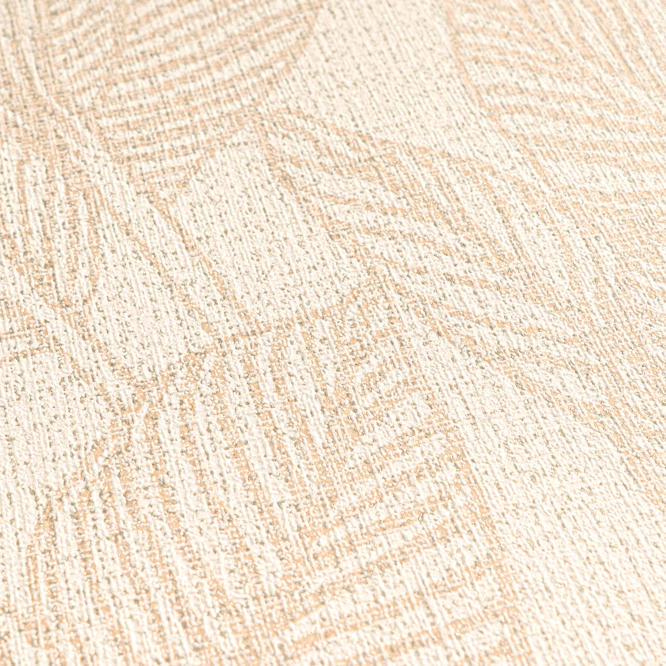 Hochwertige Vliestapete Beige Blatter