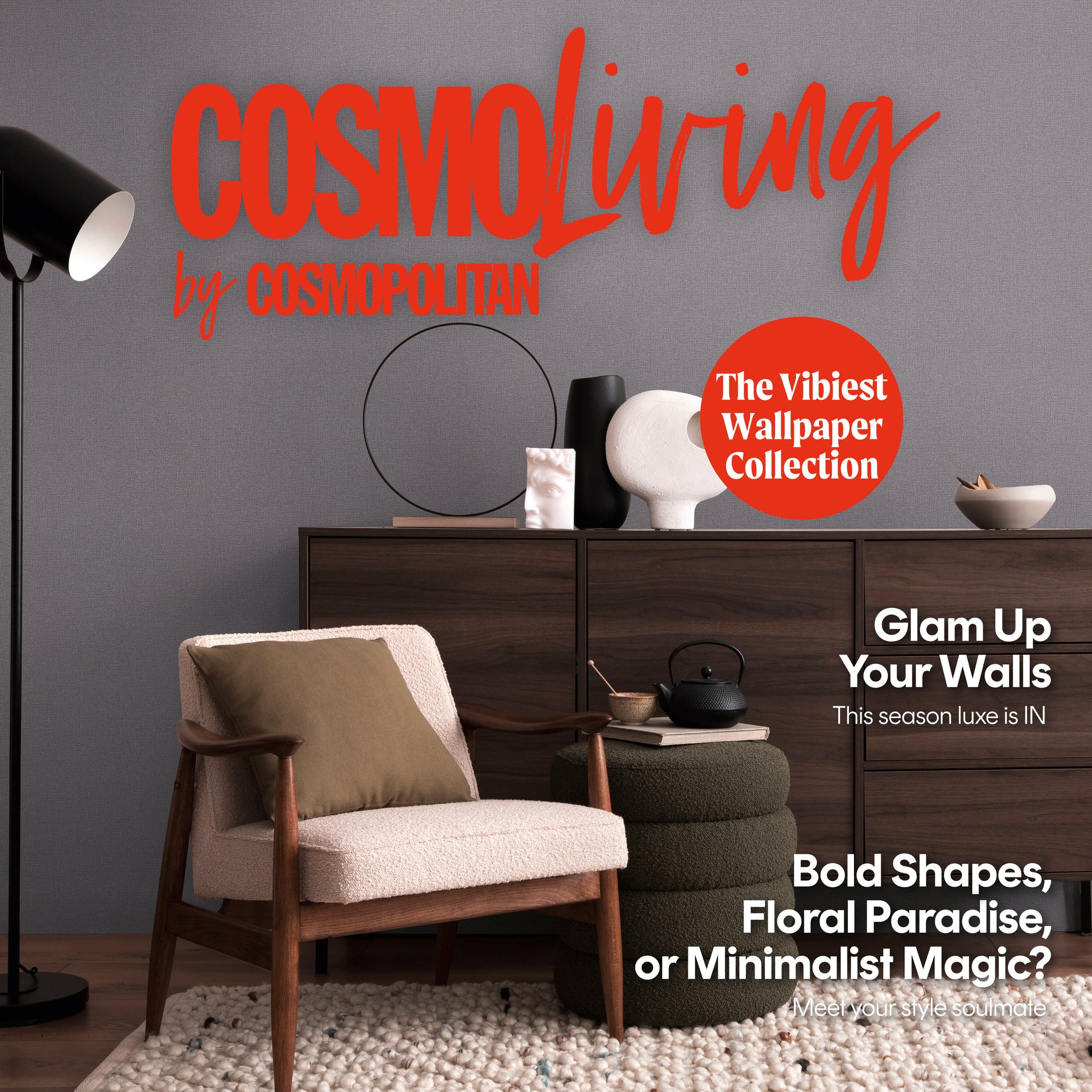 Hochwertige  Tapete aus der Kollektion CosmoLiving in Grau