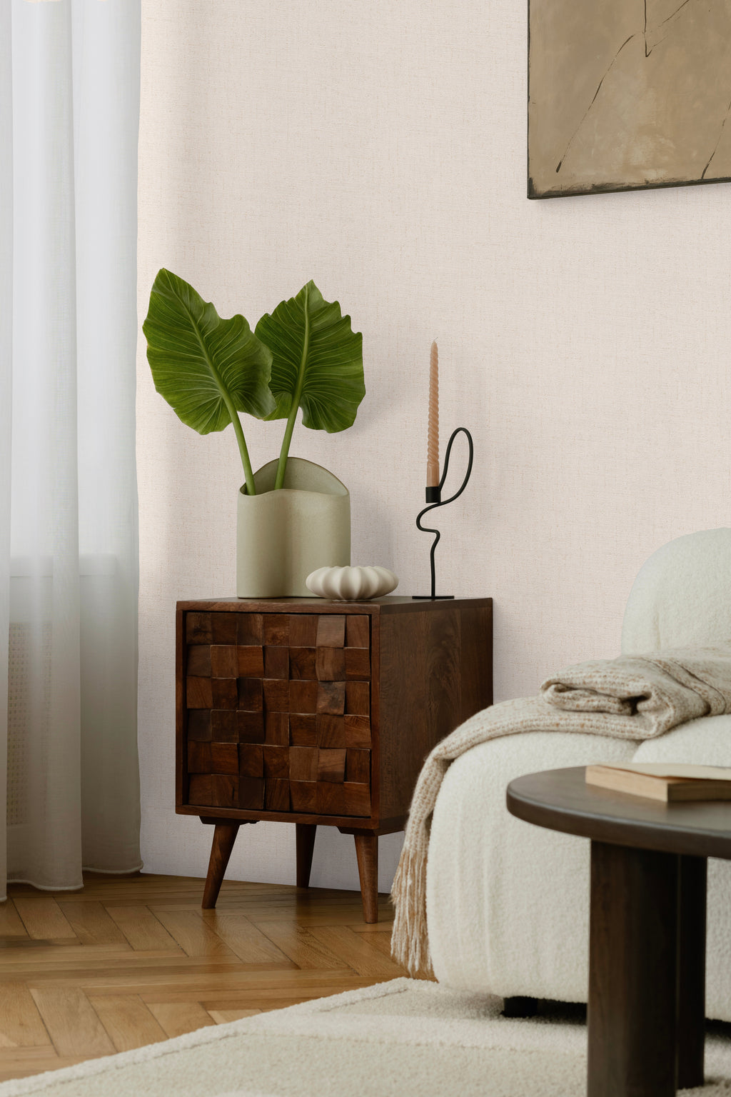 Hochwertige  Tapete aus der Kollektion CosmoLiving in Creme