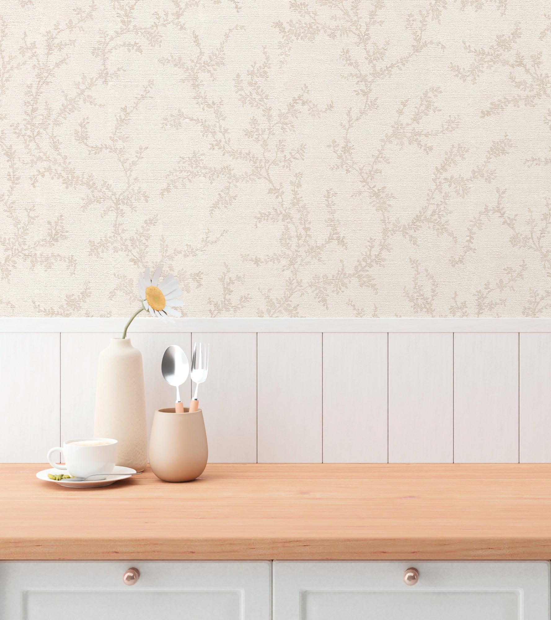 Hochwertige Vliestapete Creme Natur