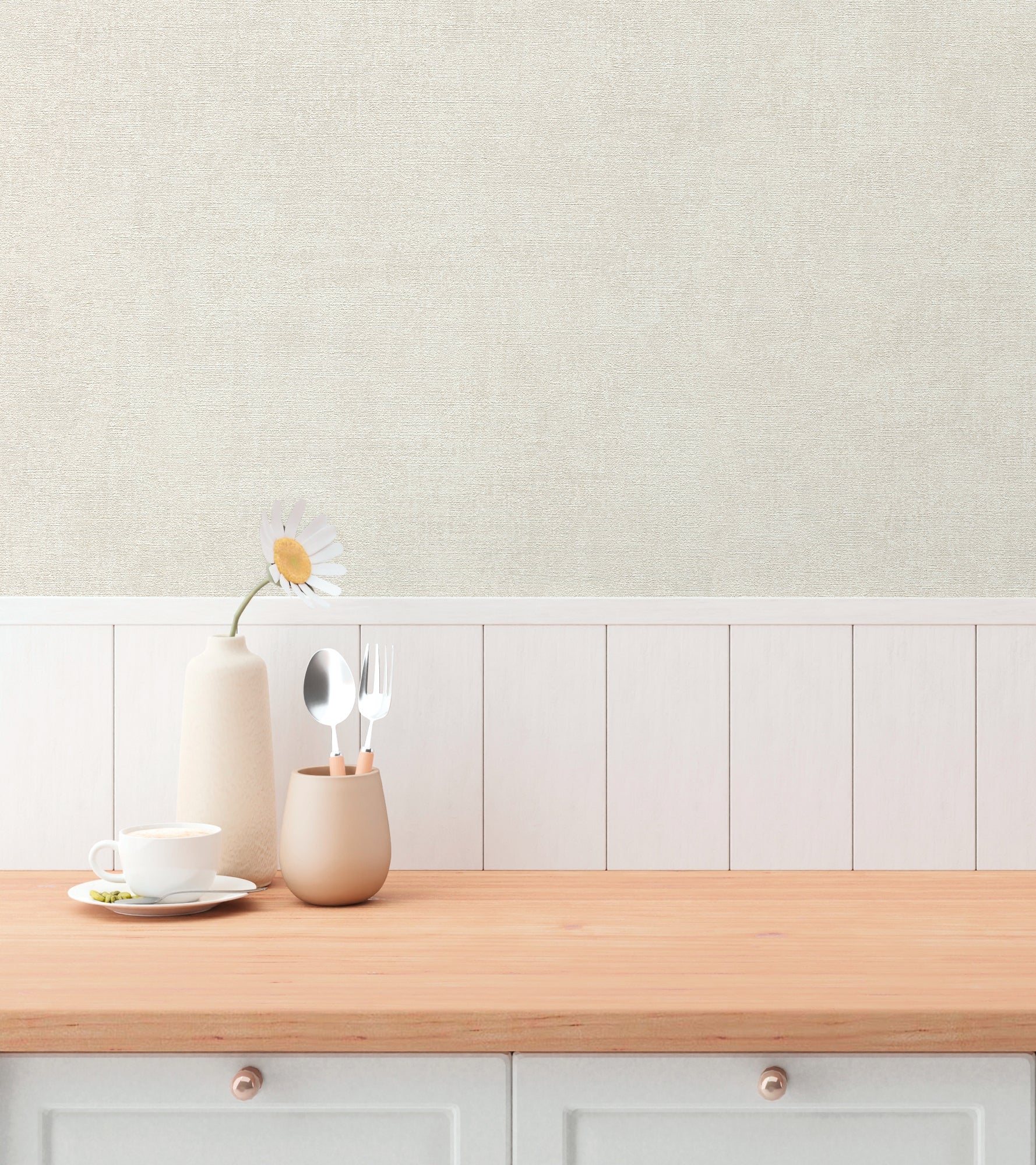 High-quality wallpaper from the Hygge III collection in cream 