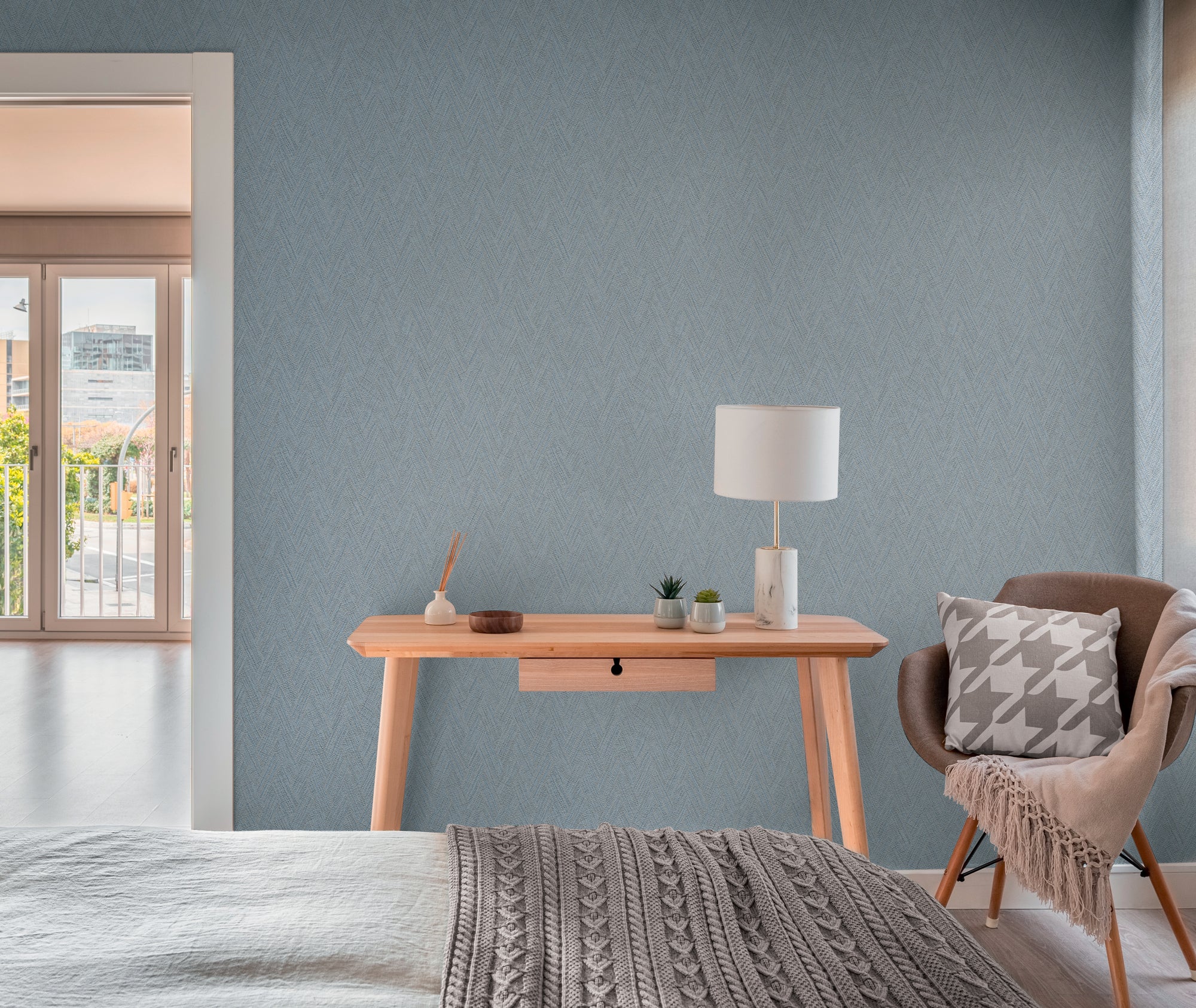 Premium Non-Woven Wallpaper Blue Texture