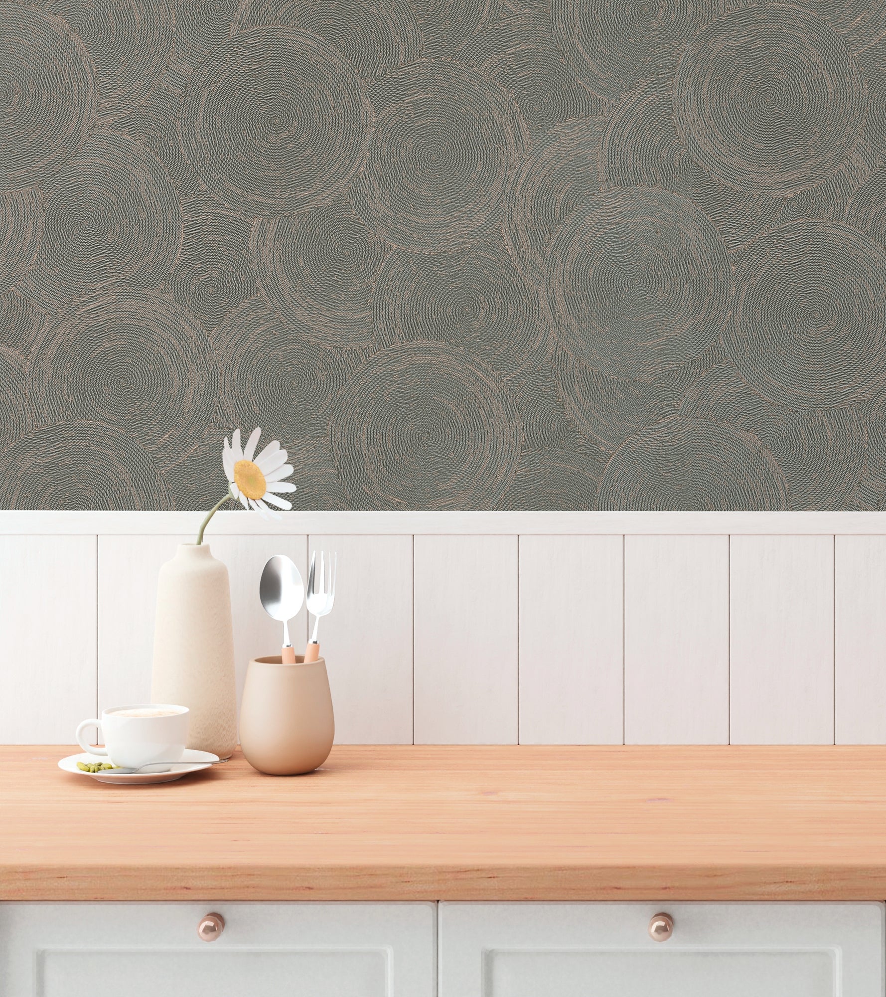 High-Quality Non-Woven Wallpaper Grey Nature