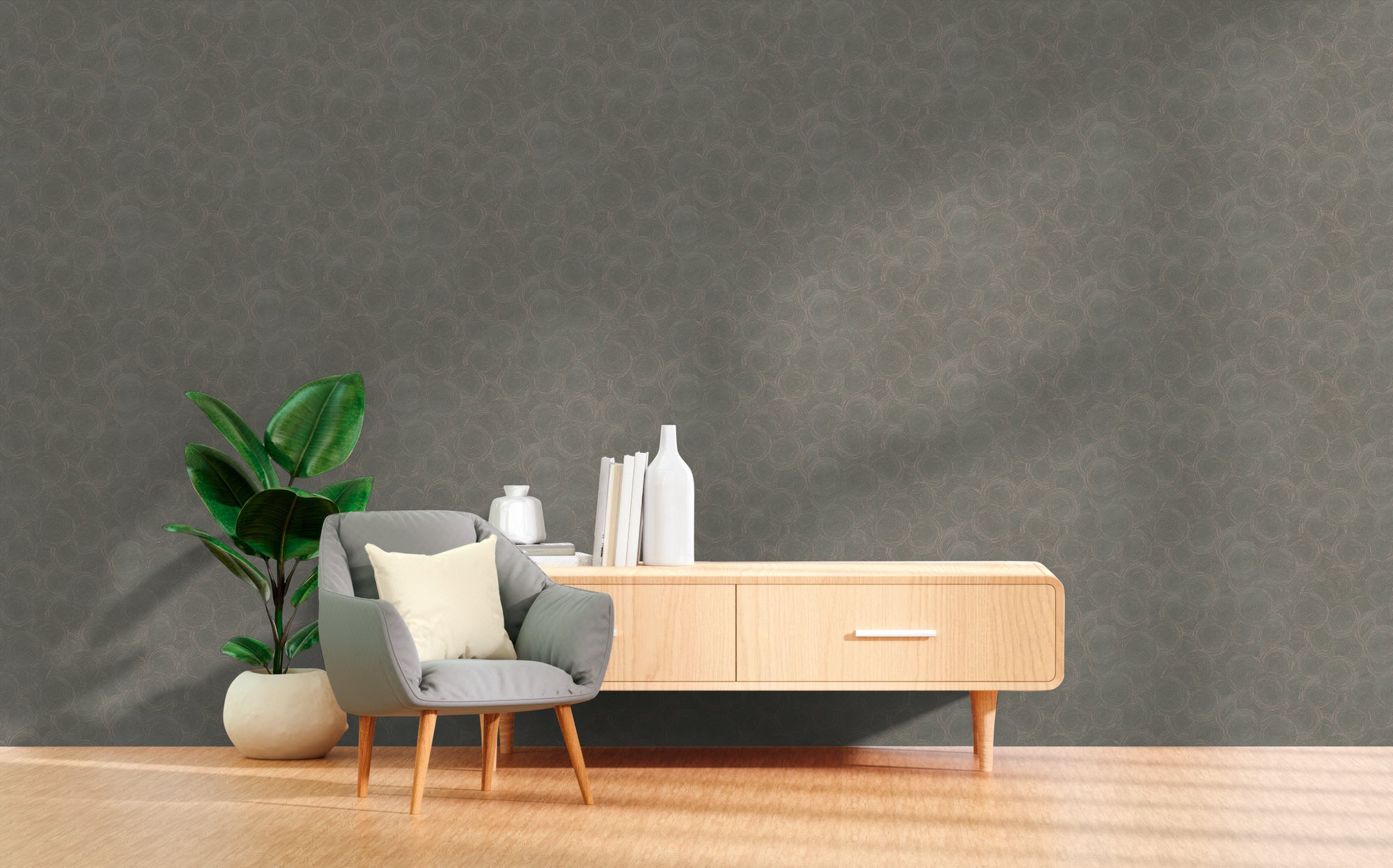 High-Quality Non-Woven Wallpaper Grey Nature