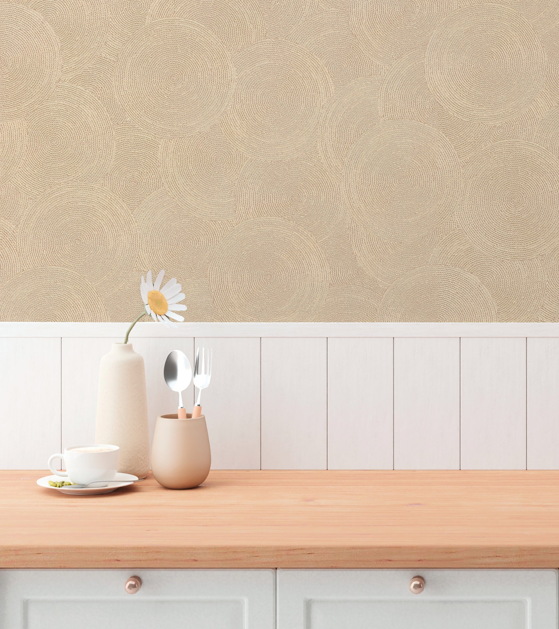Hochwertige Vliestapete Beige Natur