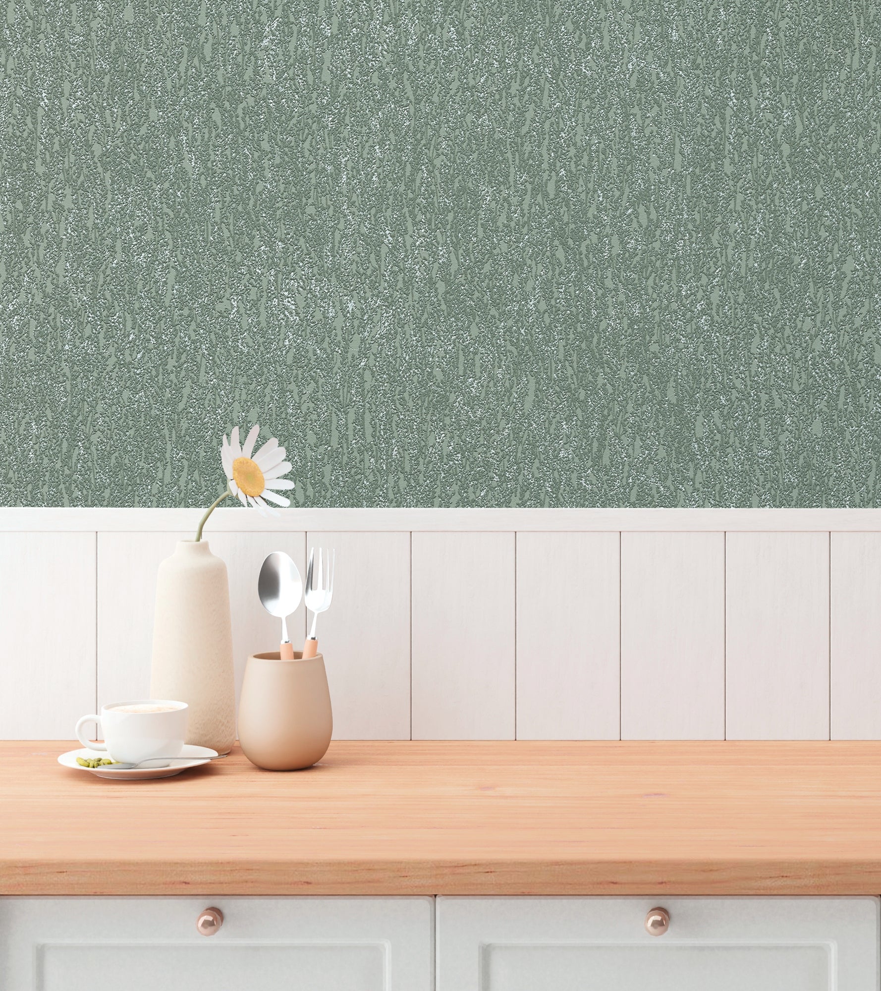 High-quality wallpaper from the Hygge III collection in green 
